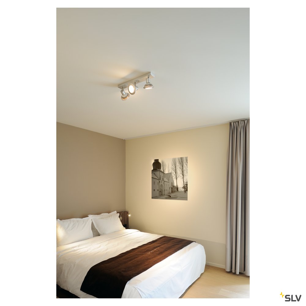 SLV ASTO III Wand- und Deckenleuchte, alu-brushed, 3xGU10 Spot, max. 75W