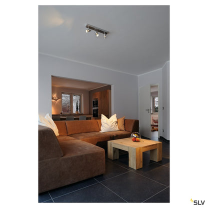 SLV ASTO III Wand- und Deckenleuchte, alu-brushed, 3xGU10 Spot, max. 75W