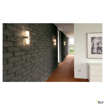 SLV DENA II Wandleuchte, alu brushed, Glas teil- satiniert, 2xE14, max. 40W