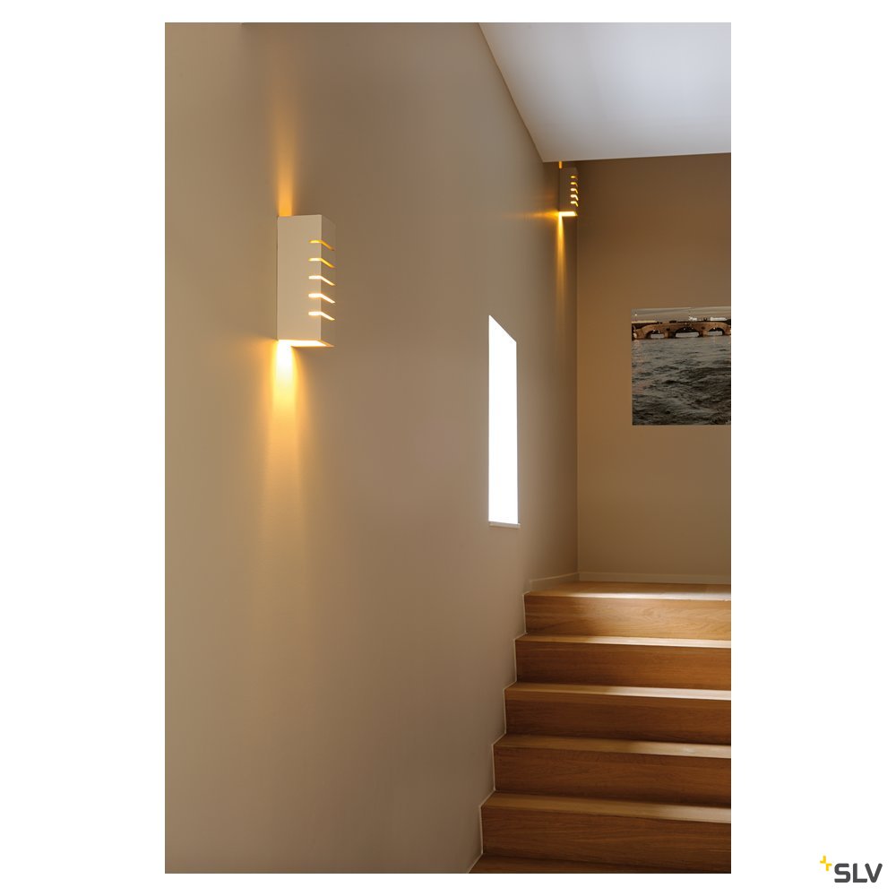 SLV Wandleuchte, GL 100 SLOT, eckig, weisser Gips, E14, max. 40W