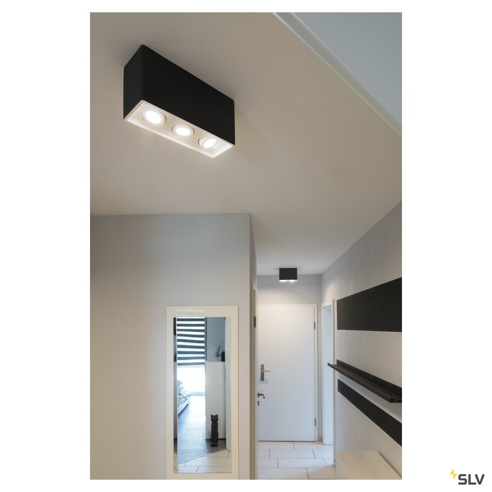 SLV PLASTRA BOX 3 Deckenleuchte, eckig, weisser Gips, 3xGU10, max. 35W