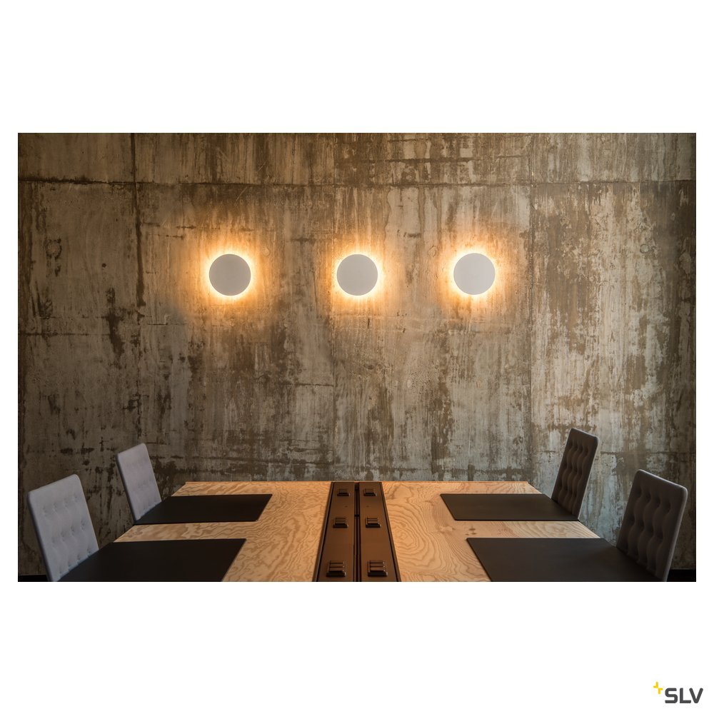 SLV PLASTRA, Wandleuchte, LED, 3000K, rund, weißer Gips, Ø 30cm