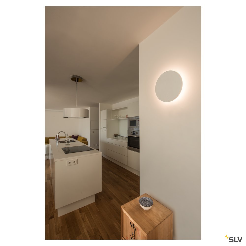 SLV PLASTRA, Wandleuchte, LED, 3000K, rund, weißer Gips, Ø 30cm