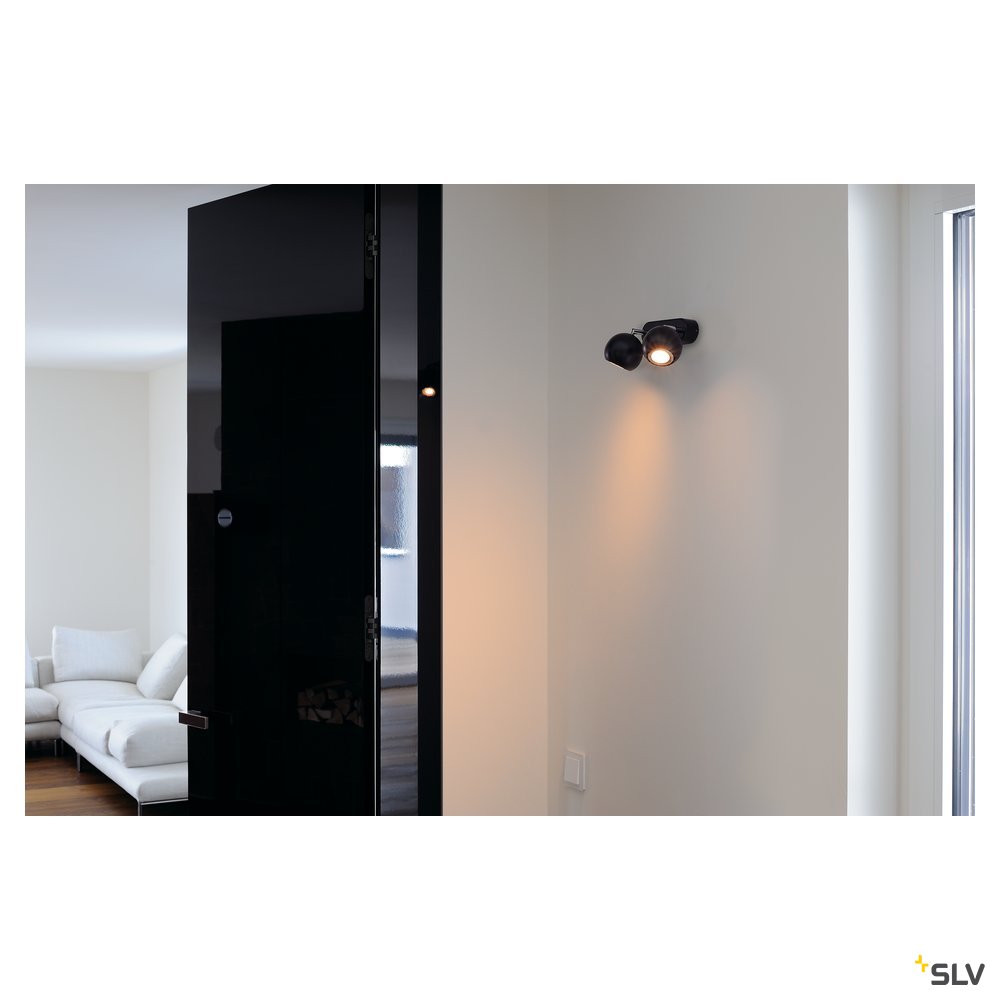 SLV LIGHT EYE 2 GU10 Wand- und Deckenleuchte, schwarz/ chrom, GU10, max. 2x50W