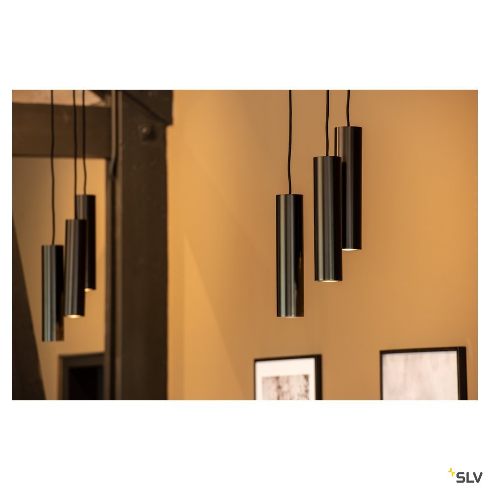 SLV ENOLA Pendelleuchte, rund, schwarz, E27, max. 60W