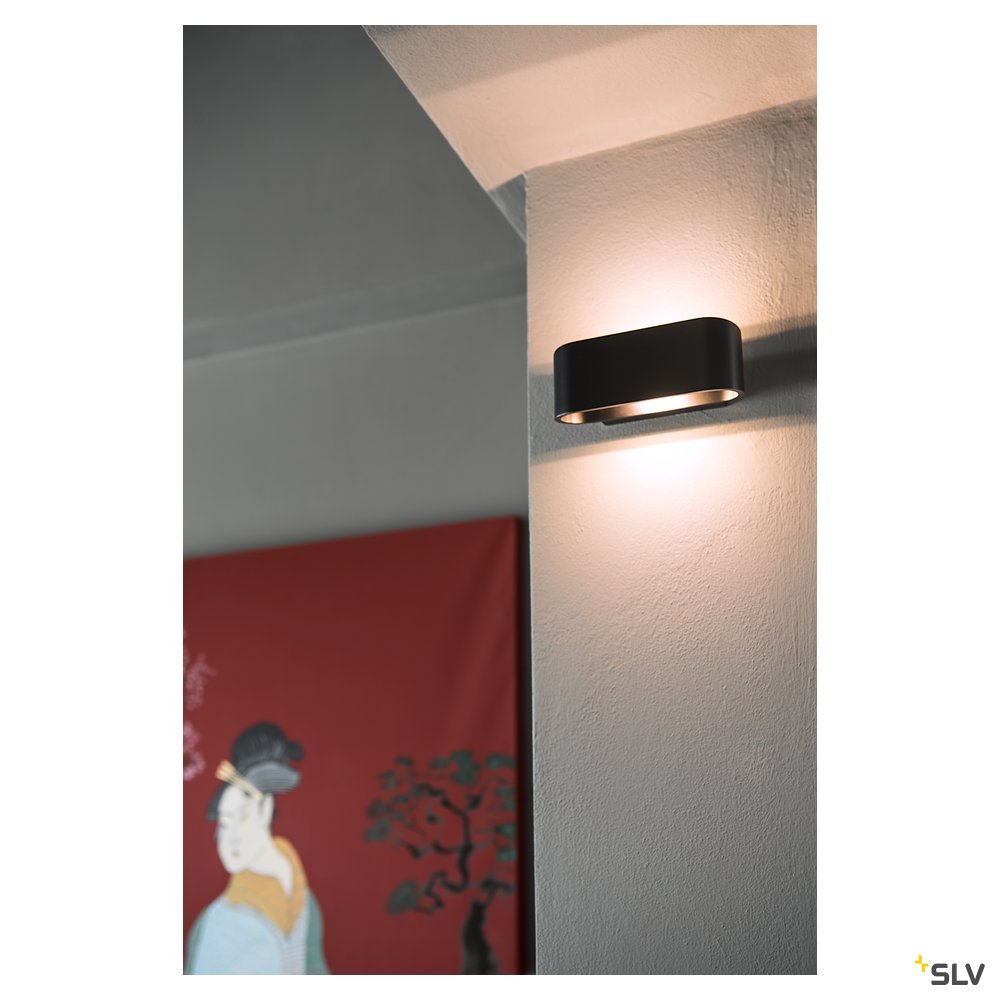 SLV OSSA R7s Wandleuchte, oval, matt black, R7s 78mm, max. 100W, up/down
