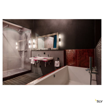 SLV DEVIN DOUBLE Wandleuchte, LED, rund, chrom, satiniertes Glas,
