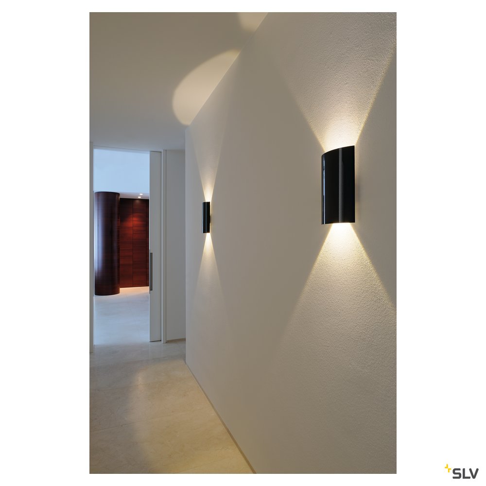 SLV LED SAIL 2 Wandleuchte,halbrund, schwarz, 2x3W LED,3000K