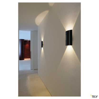 SLV LED SAIL 2 Wandleuchte,halbrund, schwarz, 2x3W LED,3000K