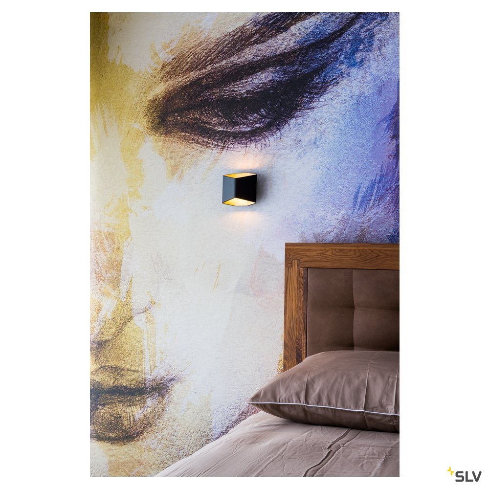 SLV CARISO LED Wandleuchte 2, schwarz/ messing, 7,5W LED, 3000K