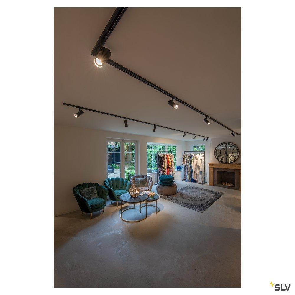 SLV HELIA 50 LED Strahler für 3Phasen Hochvolt-Stromschiene, 3000K, schwarz, 35°, inkl. 3 Phasen-Adapter