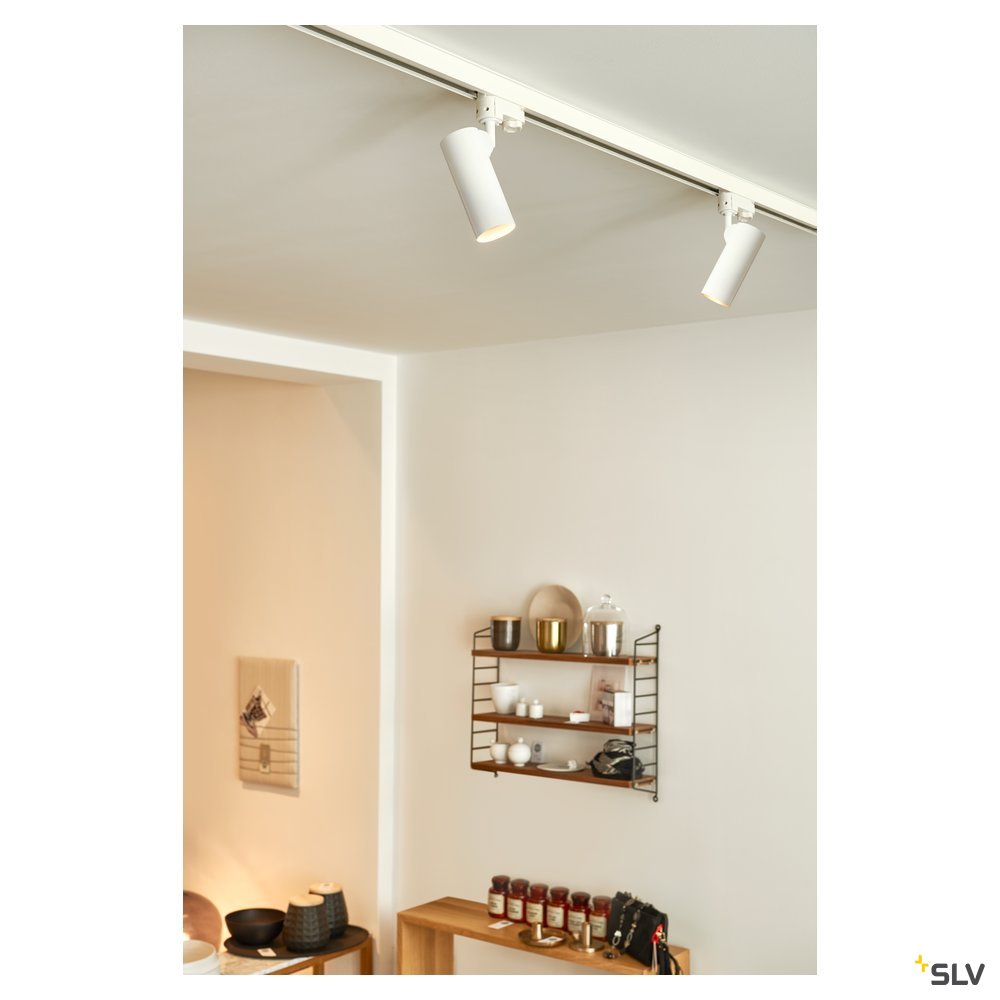 SLV HELIA 50 LED Strahler für 3Phasen Hochvolt-Stromschiene, 3000K, weiss, 35°, inkl. 3 Phasen-Adapter