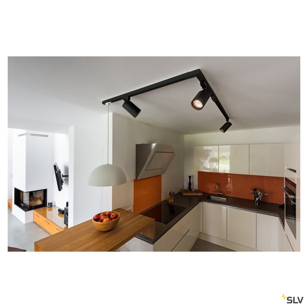 SLV BILAS SPOT 60° LED, rund, mattschwarz, 15W, 2700K, inkl. 3P.-Adapter