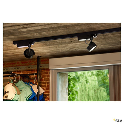 SLV KALU LED Strahler für 3Phasen Hochvolt-Stromschiene, 3000K, schwarz, 24°, inkl. 3 Phasen-Adapter