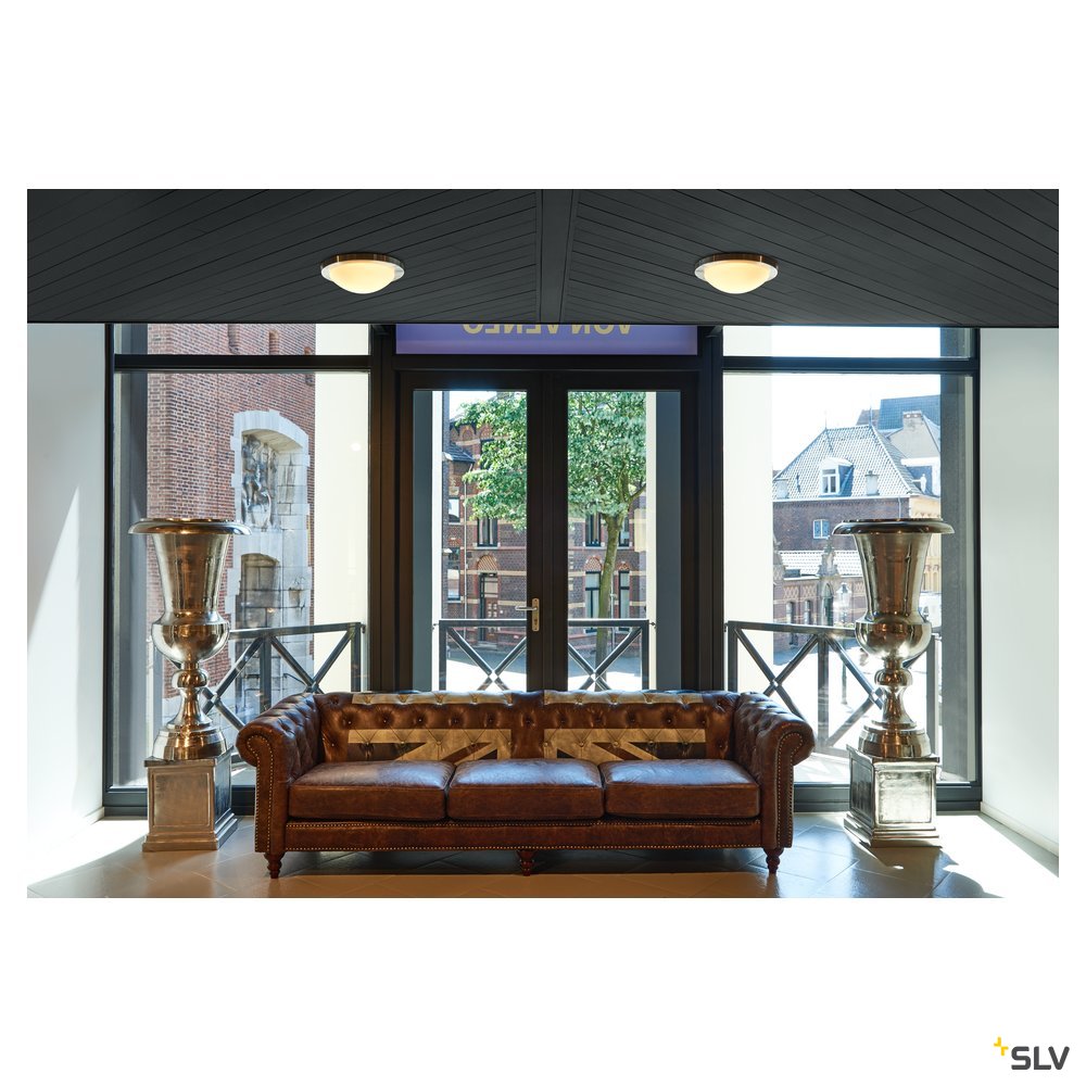SLV Deckenleuchte MELAN rund alu brushed sat. Glas E27 60W