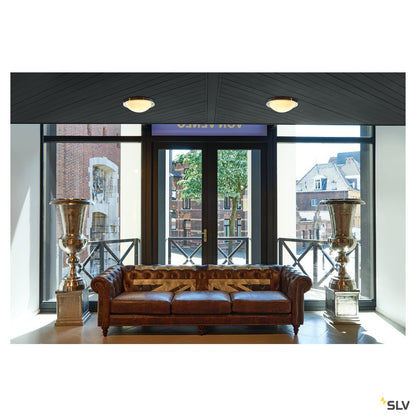 SLV Deckenleuchte MELAN rund alu brushed sat. Glas E27 60W