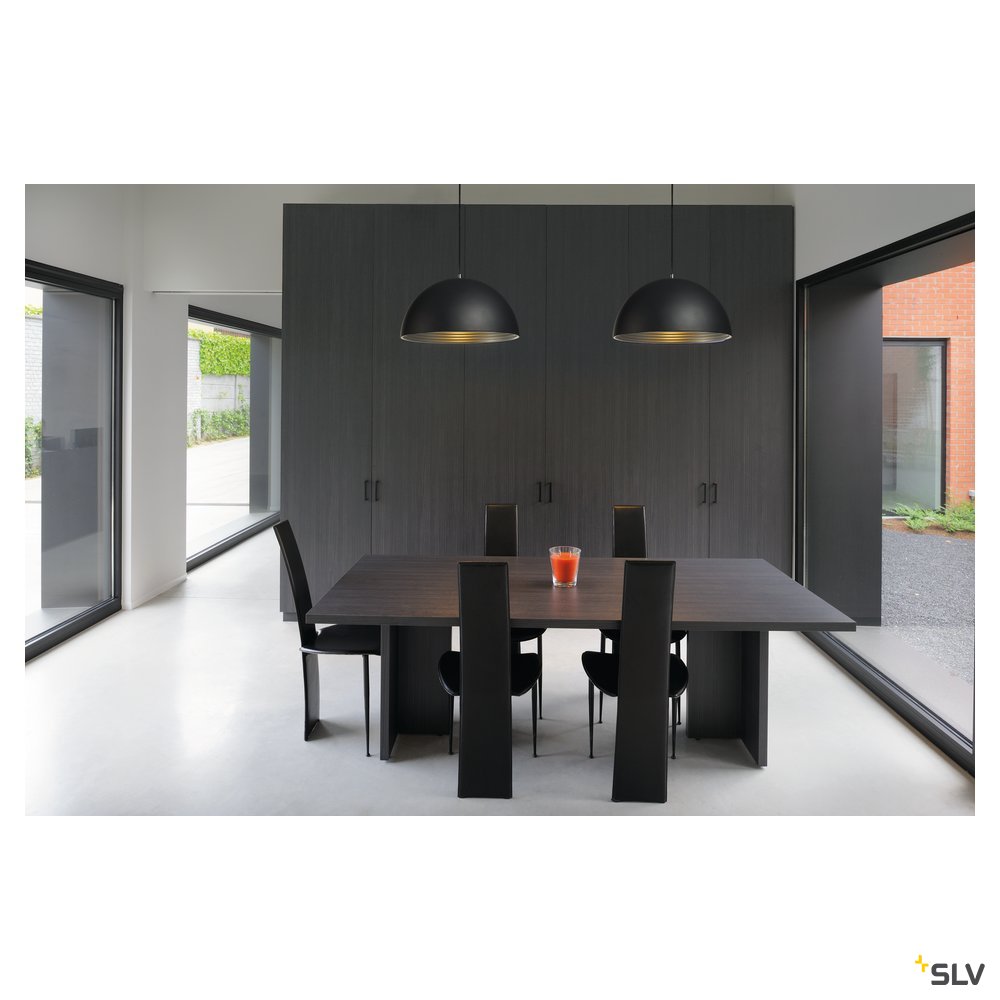 SLV FORCHINI M Pendelleuchte, PD-2, 40cm, rund, schwarz/ silber, E27, max. 40W