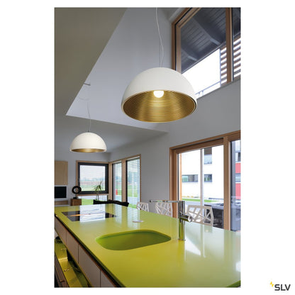 SLV FORCHINI M Pendelleuchte, PD-1, 50cm, rund, weiss/gold, E27, max. 40W