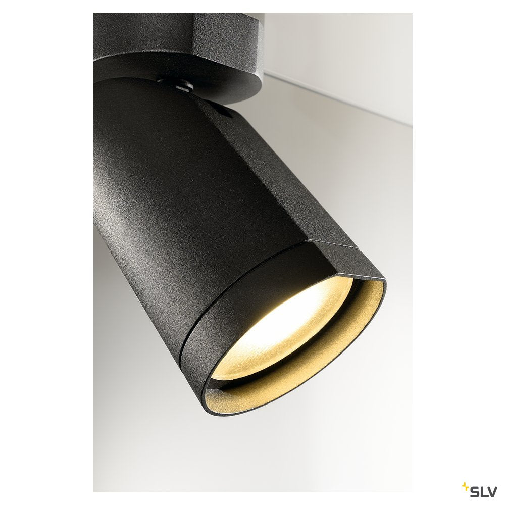 SLV BILAS SPOT, single LED, rund, mattschwarz, 15W, 25°, 2700K, mit Rosette