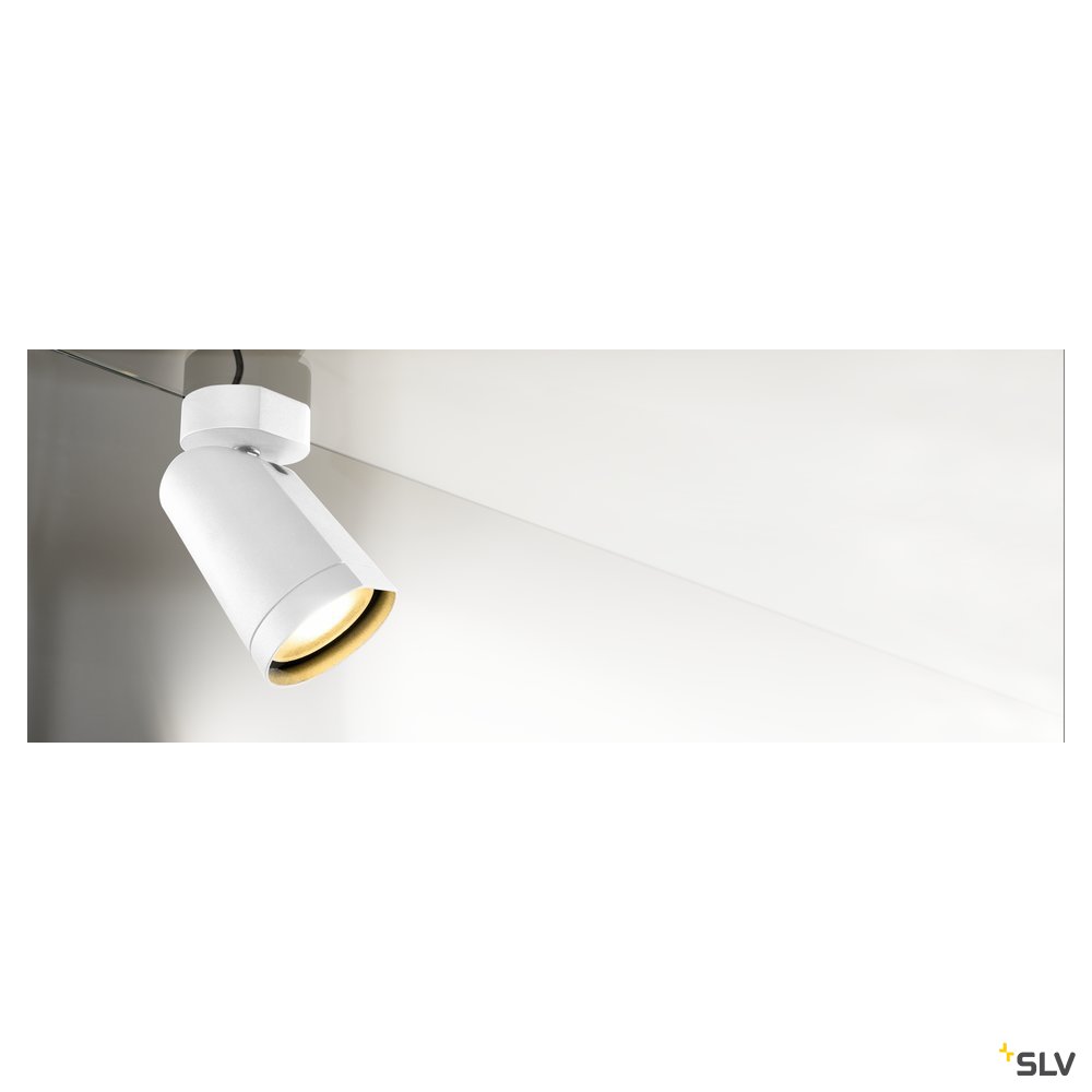 SLV BILAS SPOT, single LED, rund, mattweiss, 15W, 25°, 2700K, mit Rosette
