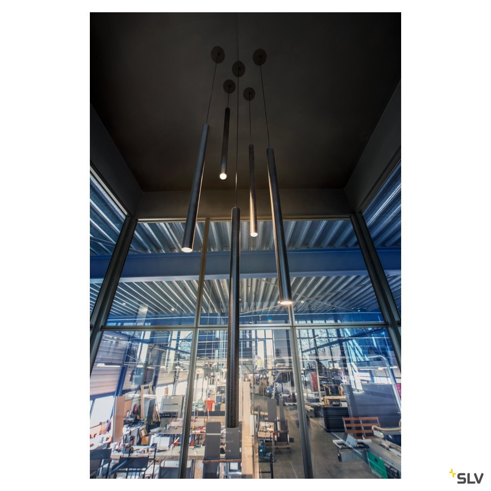 SLV HELIA 60, Pendelleuchte, LED, 3000K, rund, schwarz, flache Rosette zum Einbau, 7,5W