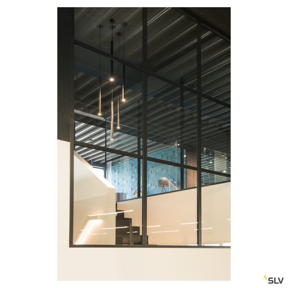 SLV HELIA 60, Pendelleuchte, LED, 3000K, rund, schwarz, flache Rosette zum Einbau, 7,5W