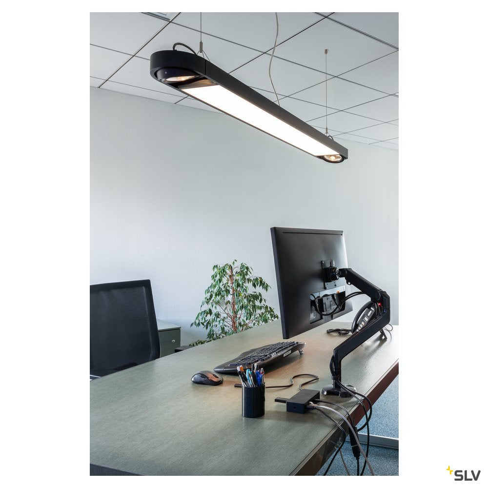 SLV AIXLIGHT R2 OFFICE LED LONG, Pendelleuchte, schwarz, LED + 2xES111, max. 75W, 153cm