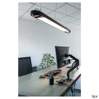 SLV AIXLIGHT R2 OFFICE LED LONG, Pendelleuchte, schwarz, LED + 2xES111, max. 75W, 153cm
