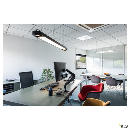SLV AIXLIGHT R2 OFFICE LED LONG, Pendelleuchte, schwarz, LED + 2xES111, max. 75W, 153cm