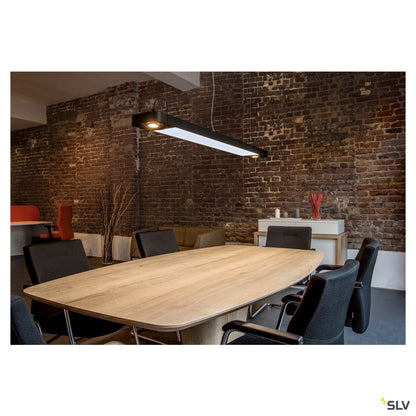SLV AIXLIGHT R2 OFFICE LED LONG, Pendelleuchte, schwarz, LED + 2xES111, max. 75W, 153cm