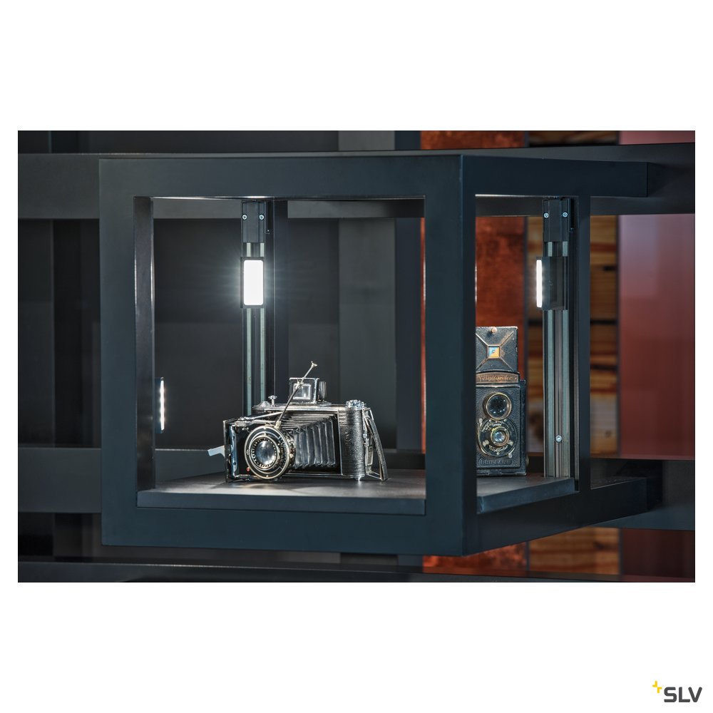SLV M-TRACK, Adjustable Light für M-TRACK Niedervolt-Stromschiene Vitrinenschiene, schwarz, magnetisch, 4,8W