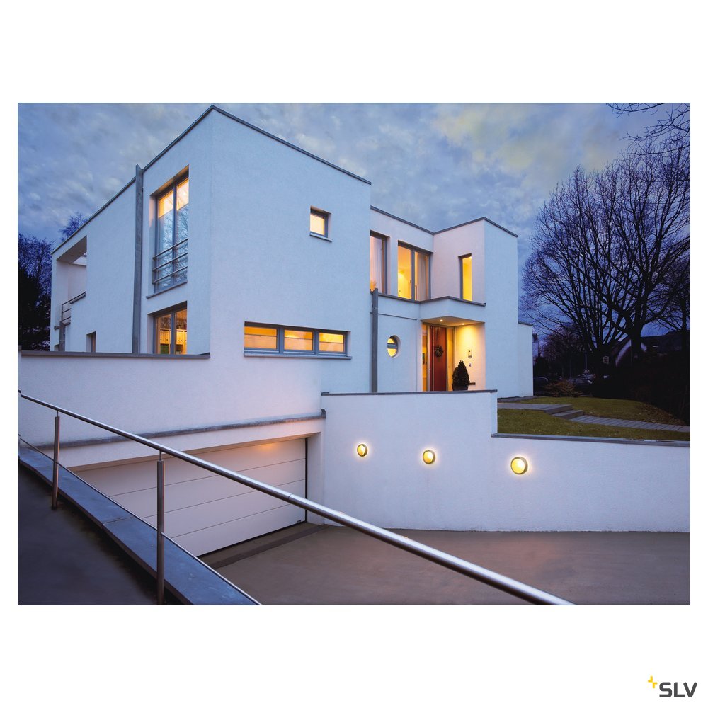 SLV Wand-/Deckenleuchte BULAN rund grau E14 60W sat. Glas