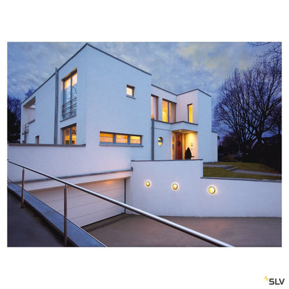 SLV Wand-/Deckenleuchte BULAN rund grau E14 60W sat. Glas