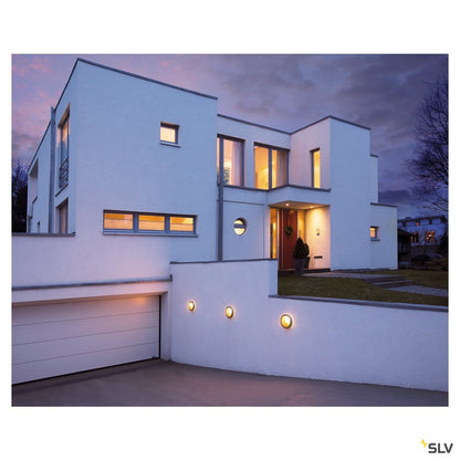 SLV Wand-/Deckenleuchte BULAN rund grau E14 60W sat. Glas