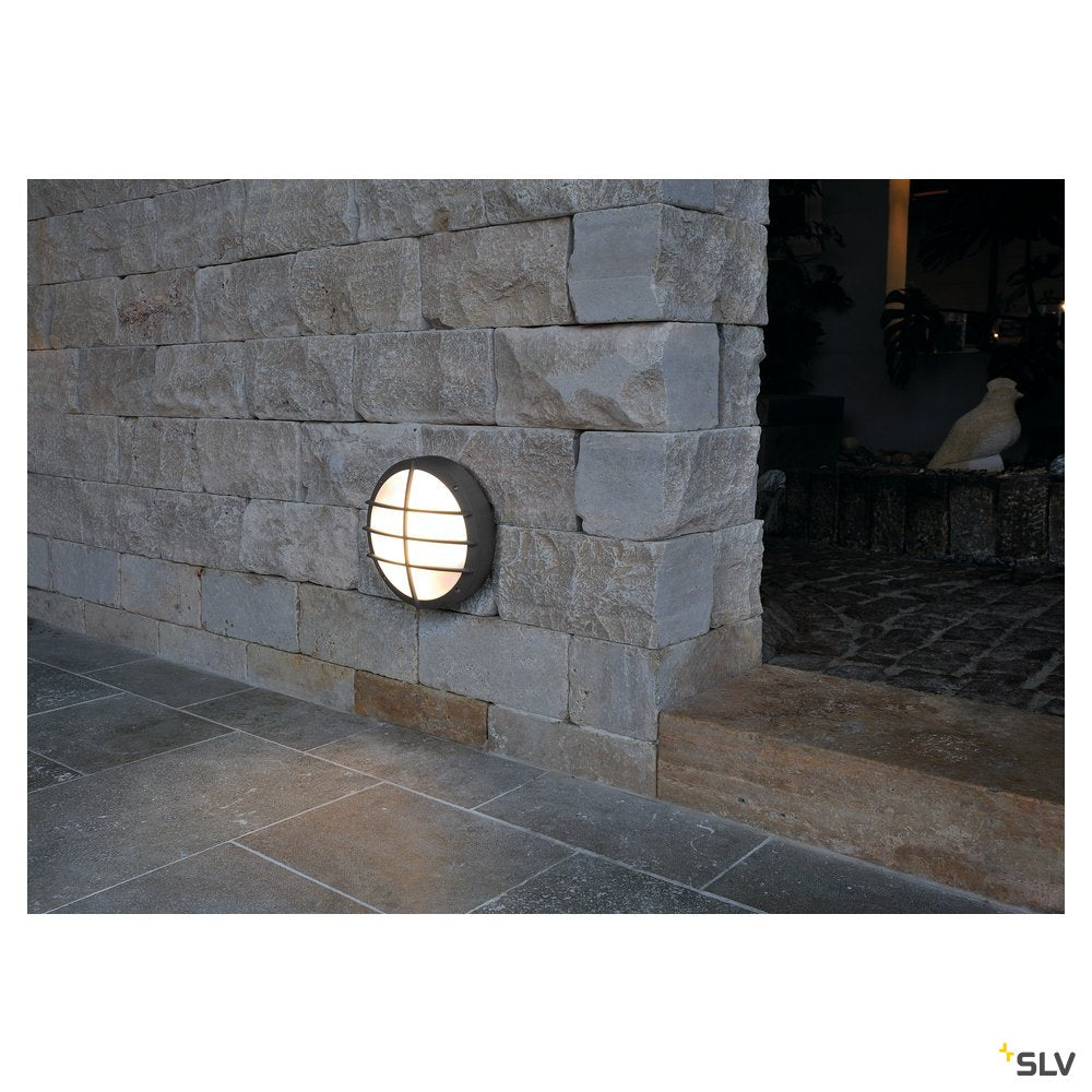 SLV BULAN GRID Wandleuchte, rund, anthrazit, E27, max. 2x25W, PC Cover