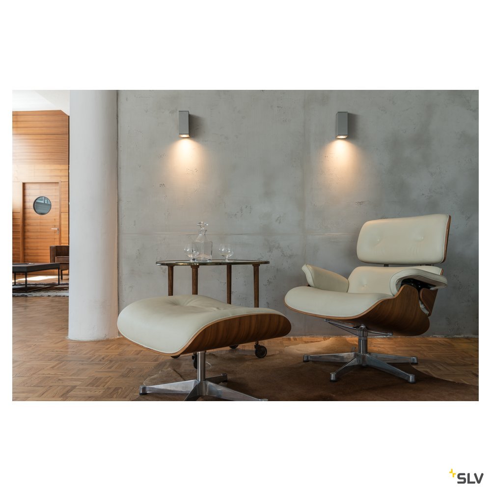 SLV THEO WALL OUT Wandleuchte, eckig, silbergrau, GU10, max. 35W
