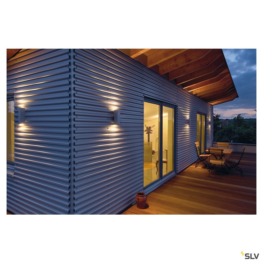 SLV THEO UP/DOWN OUT Wandleuchte, eckig, silbergrau GU10, max. 2x35W