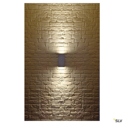 SLV BIG THEO UP/DOWN OUT Wandleuchte, eckig, silbergrau, ES111, max. 2x75W