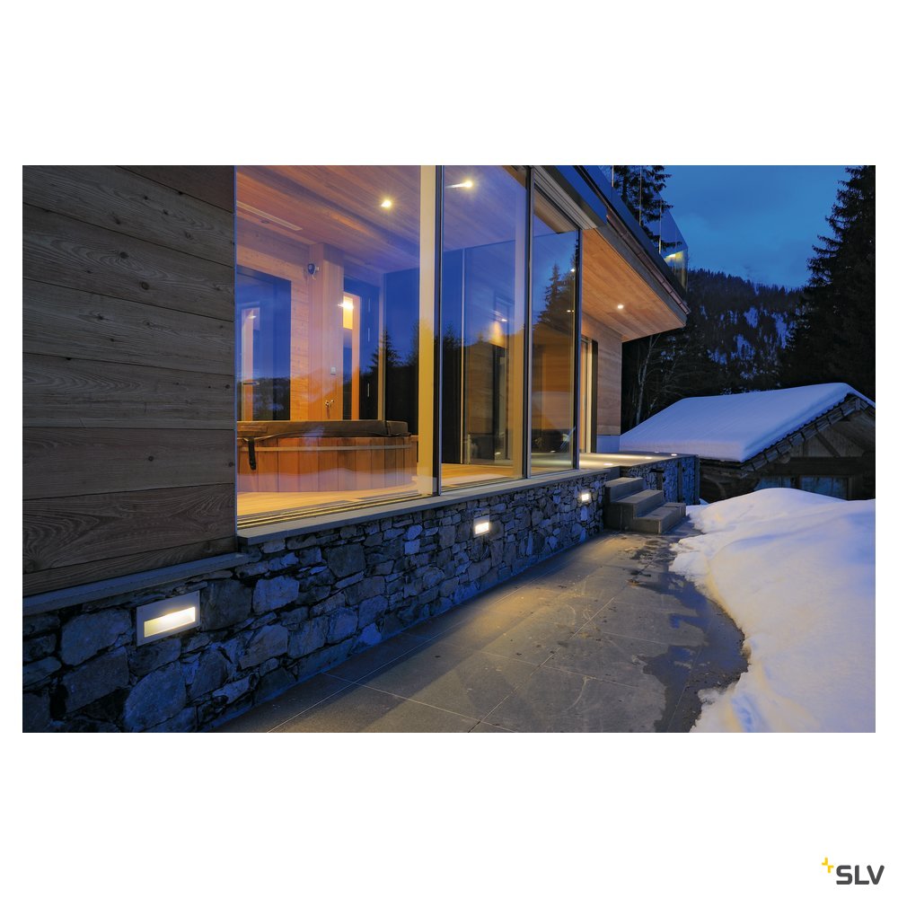 SLV BRICK LED DOWNUNDER Wandleuchte, rechteckig, silbergrau, warmweisse LED