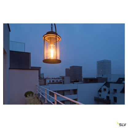 SLV PHOTONIA E27, Outdoor Pendelleuchte, anthrazit, inkl. 5m Kette und Anschlussleitung mit offenem Kabelende, max.60W, IP44
