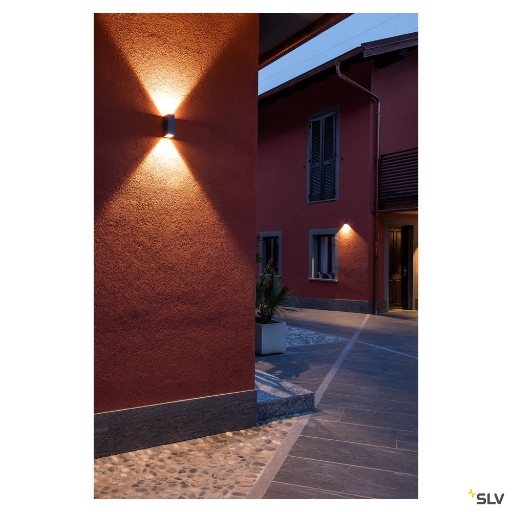 SLV QUAD XL 2 Wandleuchte, eckig, anthrazit, LED, 2x3,2W, 3000K, up-down