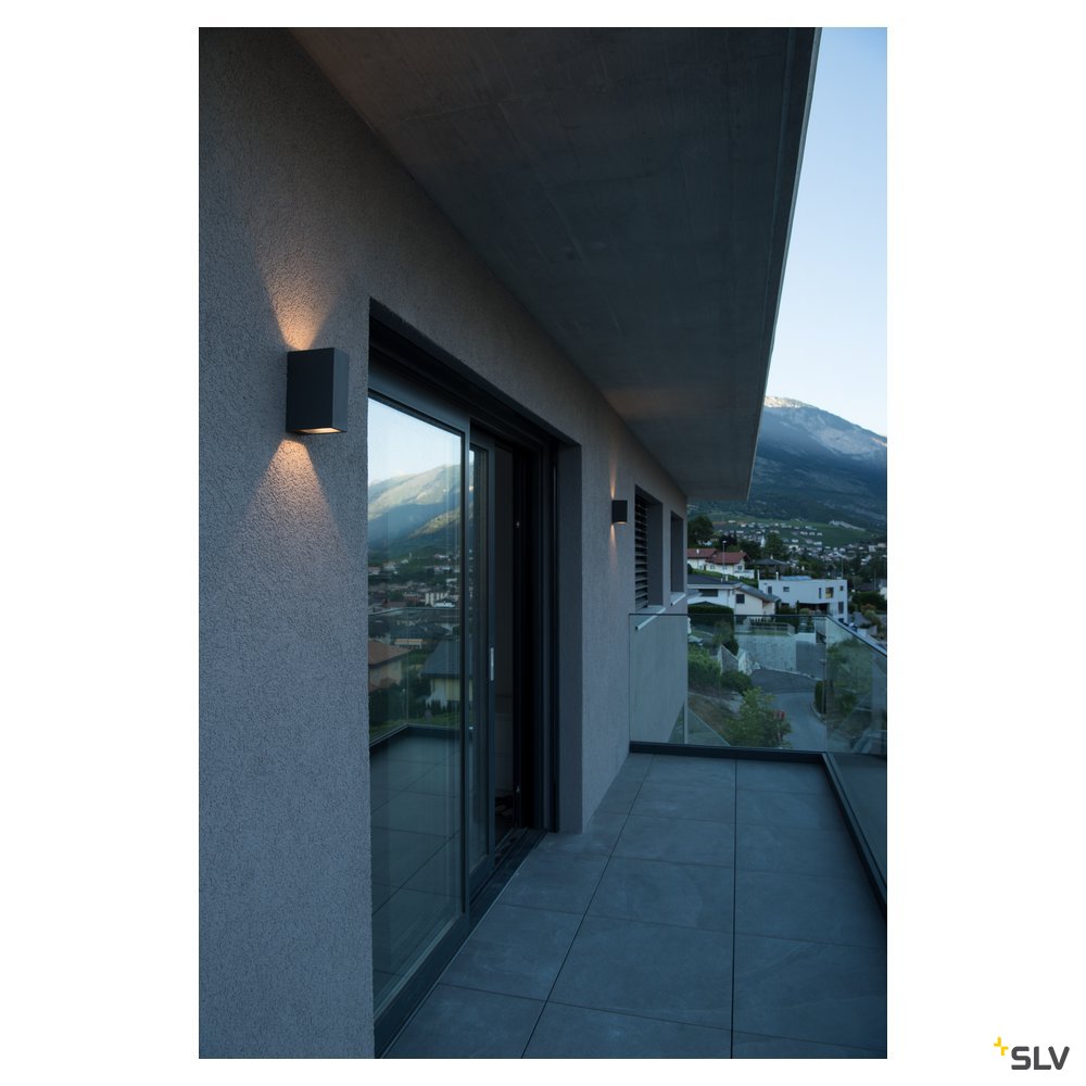 SLV QUAD XL 2 Wandleuchte, eckig, anthrazit, LED, 2x3,2W, 3000K, up-down