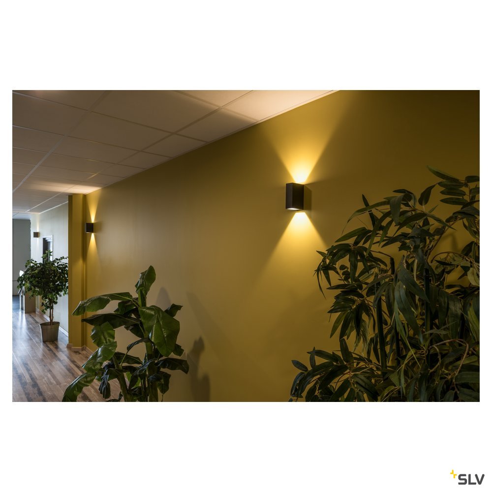 SLV QUAD XL 2 Wandleuchte, eckig, anthrazit, LED, 2x3,2W, 3000K, up-down