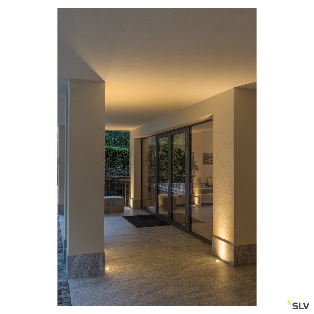 SLV DASAR LED LV Bodeneinbau- leuchte, rund, Edelstahl 316, 6W, 3000K, 12-25V, IP67