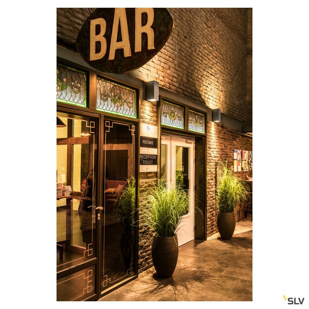 SLV BIG THEO WALL, Outdoor Wandleuchte, zweiflammig, LED, 3000K, Flood up/down, silbergrau, B/H/T 13/27,5/13,5 cm